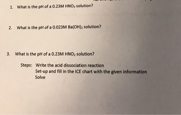 Determine the ph of a 0.010 m hno3 solution