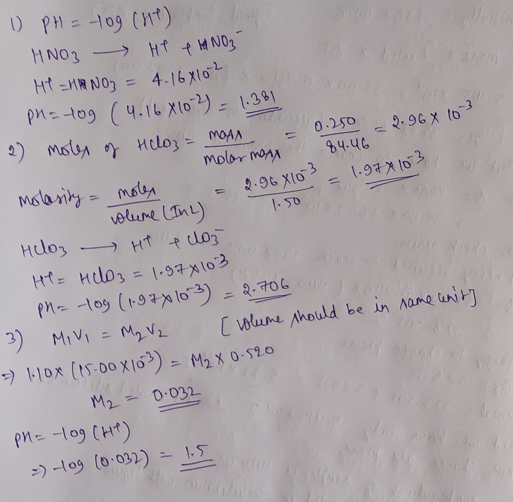 Determine the ph of a 0.010 m hno3 solution