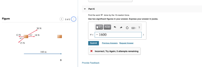 Find the work w done by the 18-newton force.