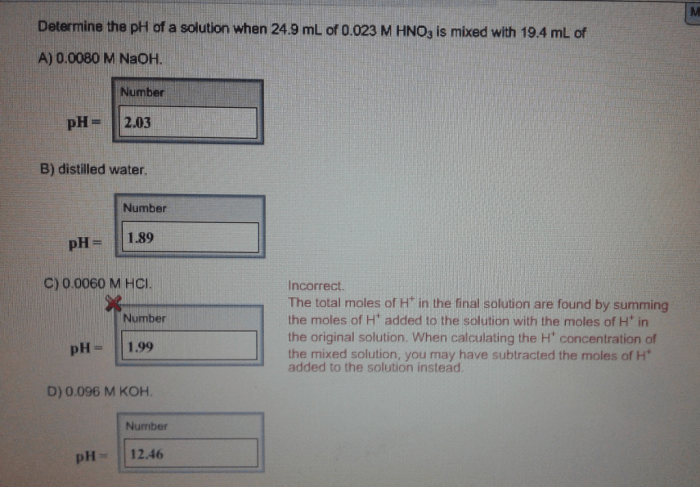 Determine the ph of a 0.010 m hno3 solution