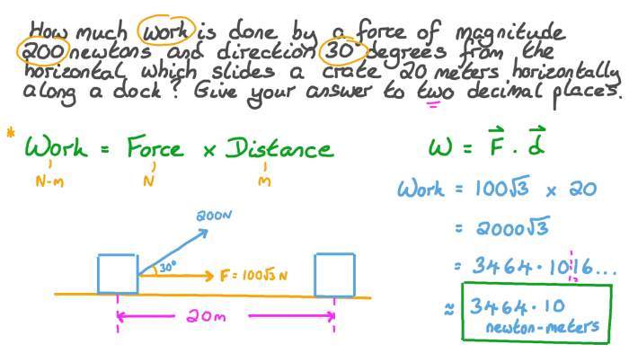 Find the work w done by the 18-newton force.