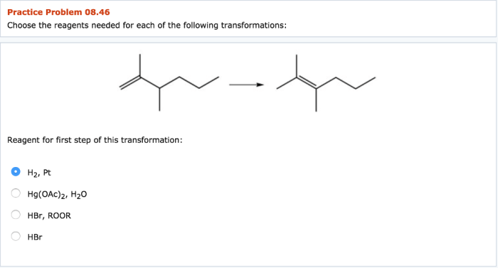 Choose the appropriate reagents for the following transformation